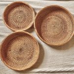Rattan round trays set of 3 bed