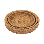 Rattan small round tray set 3 W 1