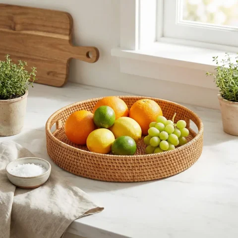 round rattan tray W