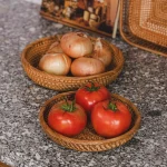 Rattan Round Trays Set 1 W