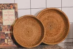 Rattan Round Trays Set 2 W