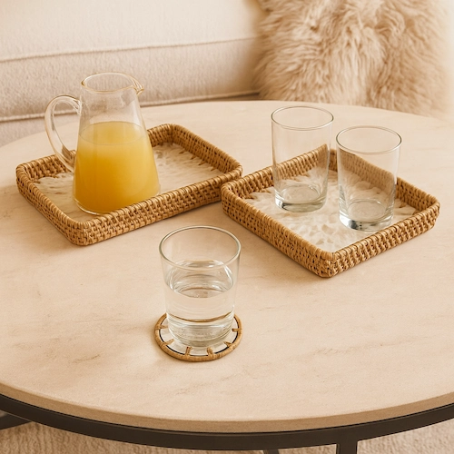 Mother of pearl decorative trays by Natural Artisan Home