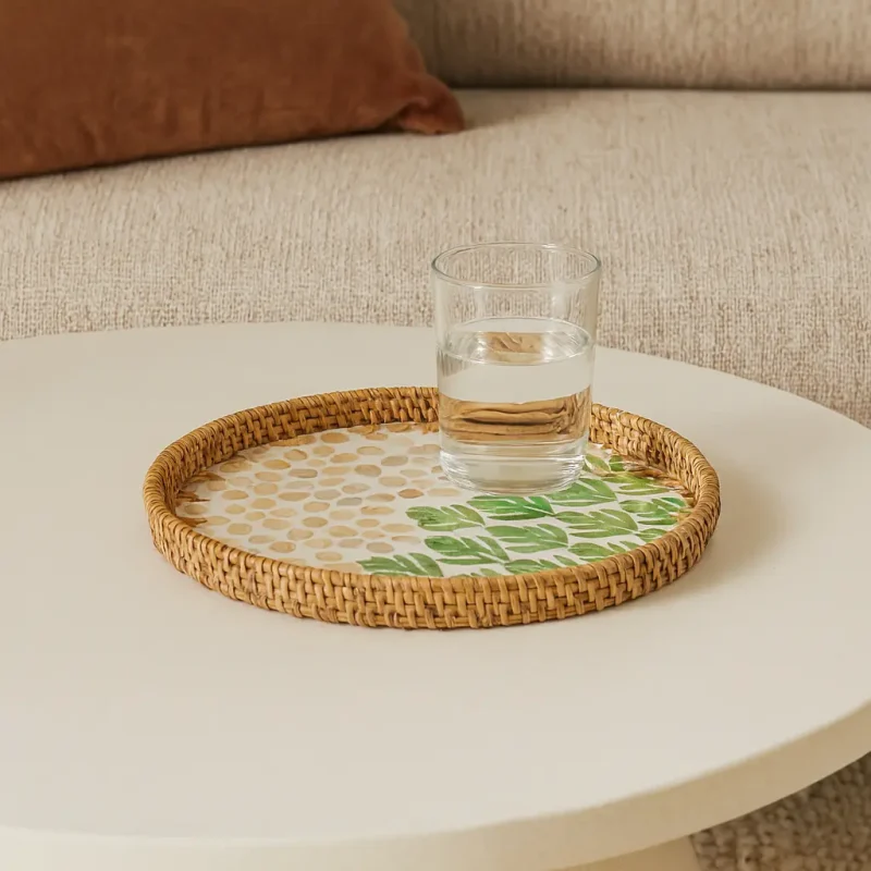 Blossoms & Leaves Motif Tray 8 W