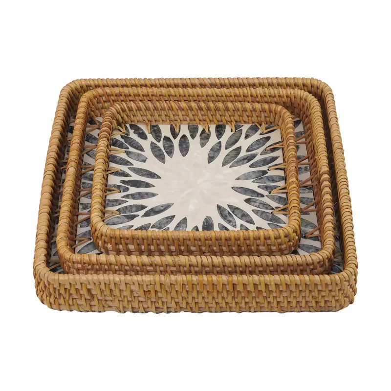 Navy Burst Square Tray 7 W