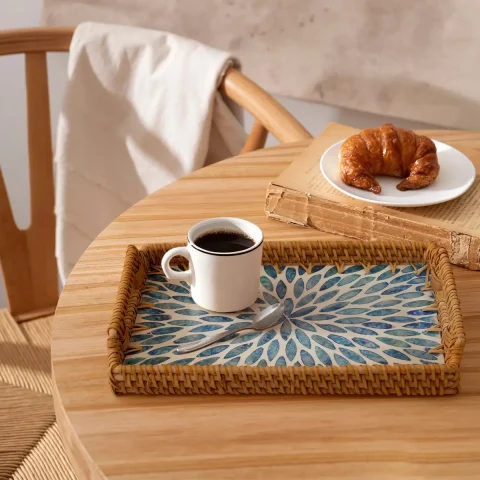 Sky Blue Burst rectangle tray 4 W