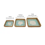 Turquoise Leaf Mosaic Square Tray dimensions W