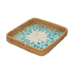 Turquoise Leaf Mosaic Tray 2 W