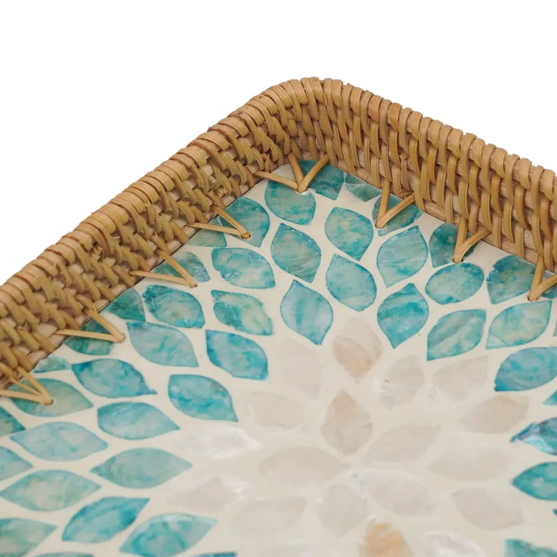 Turquoise Leaf Mosaic Tray 4 W