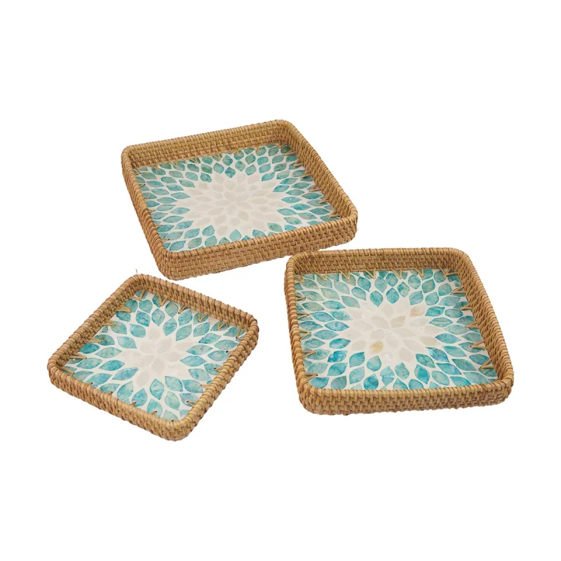 Turquoise Leaf Mosaic Tray 5 W