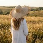 fringe hat on model back W