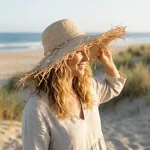 fringe hat on model front W