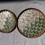 Round Seashell Inlay Tray – Blossoms & Leaves Motif W