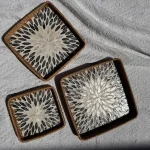 Square Seashell Inlay Tray – Navy Burst W