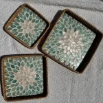 Square Seashell Inlay Tray – Turquoise Leaf Mosaic W