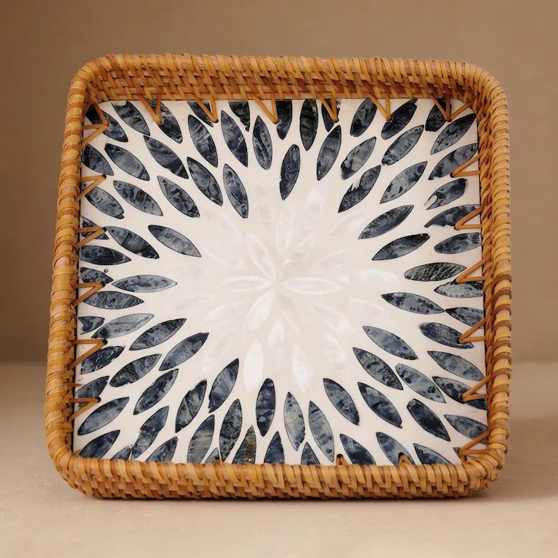 Navy Burst square tray W Navy Burst square tray W