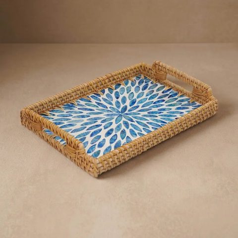Sky Blue Burst rectangle tray W
