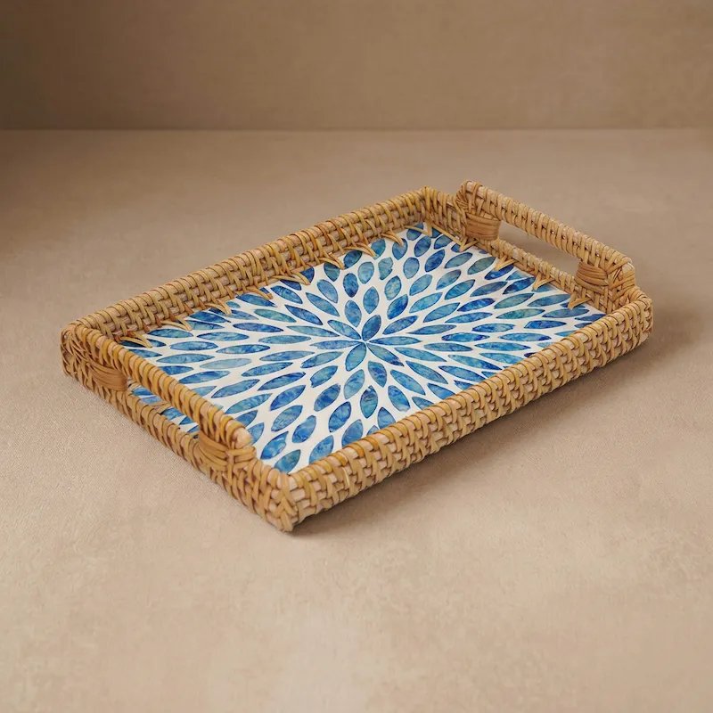 Sky Blue Burst rectangle tray W