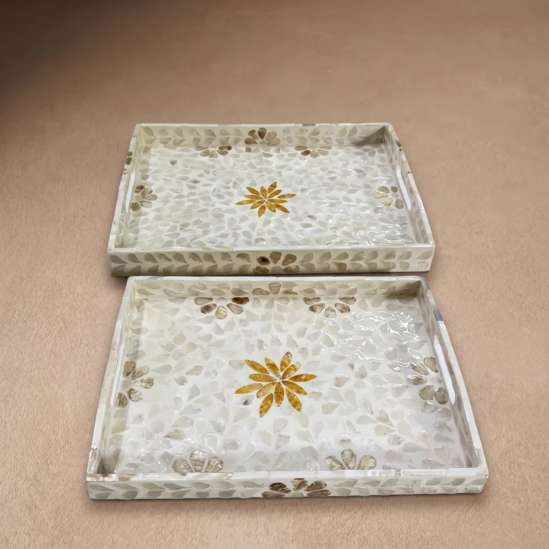 capiz rectangle tray amber starlight