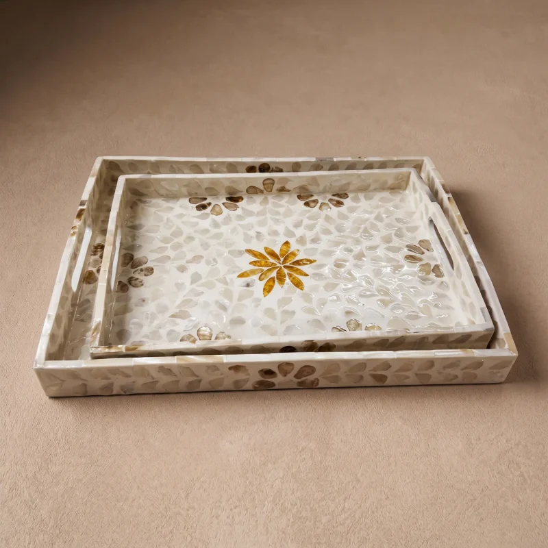 capiz rectangle tray amber starlight nested