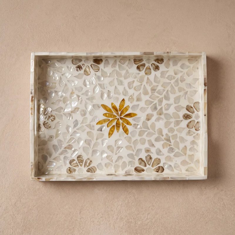 capiz rectangle tray amber starlight overhead