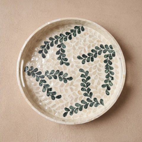 capiz round tray ivy strands overhead single