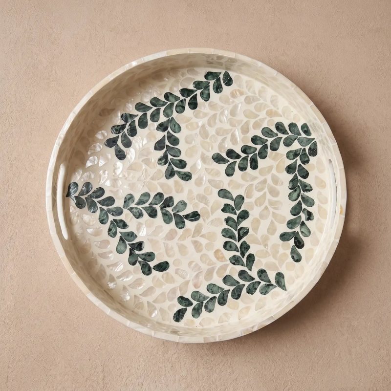 capiz round tray ivy strands overhead single