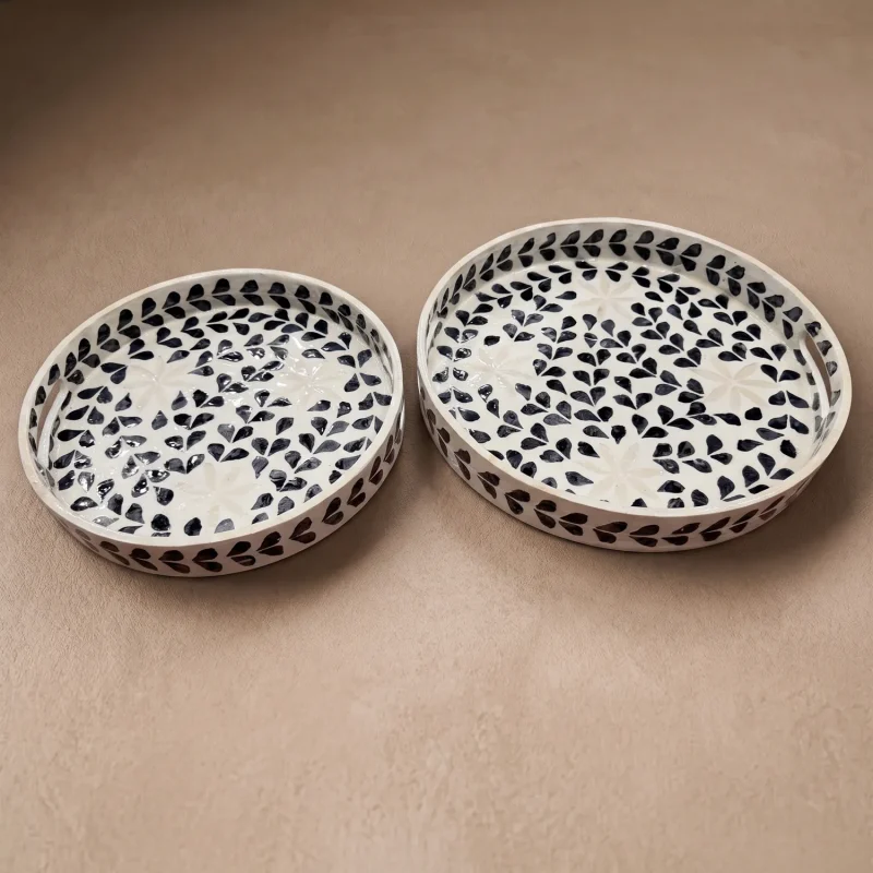 capiz round tray midnight star