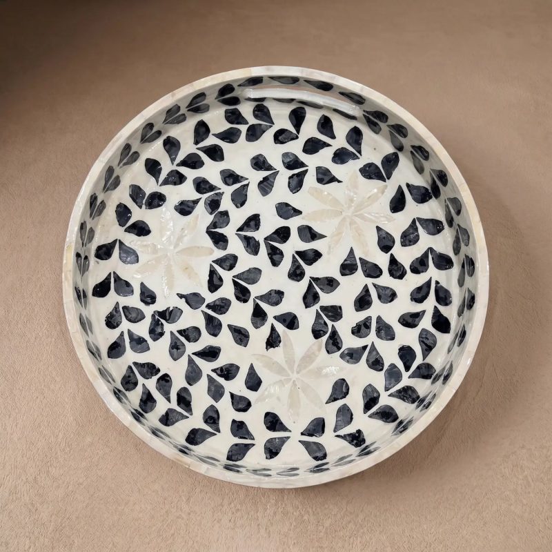 capiz round tray midnight star overhead