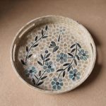 mother of pearl round tray blue windflower overhead