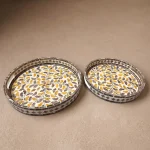 mother of pearl round tray golden thicket