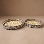 mother of pearl round tray golden thicket flat