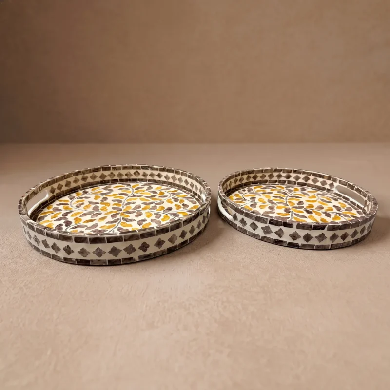 mother of pearl round tray golden thicket flat