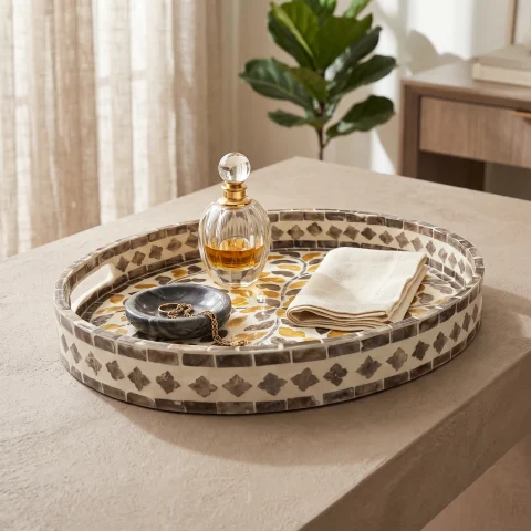mother of pearl round tray golden thicket lifestyle