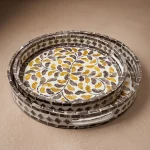 mother of pearl round tray golden thicket nested