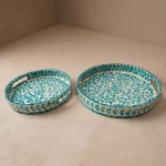 mother of pearl round tray turquoise thicket