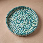 mother of pearl round tray turquoise thicket overhead